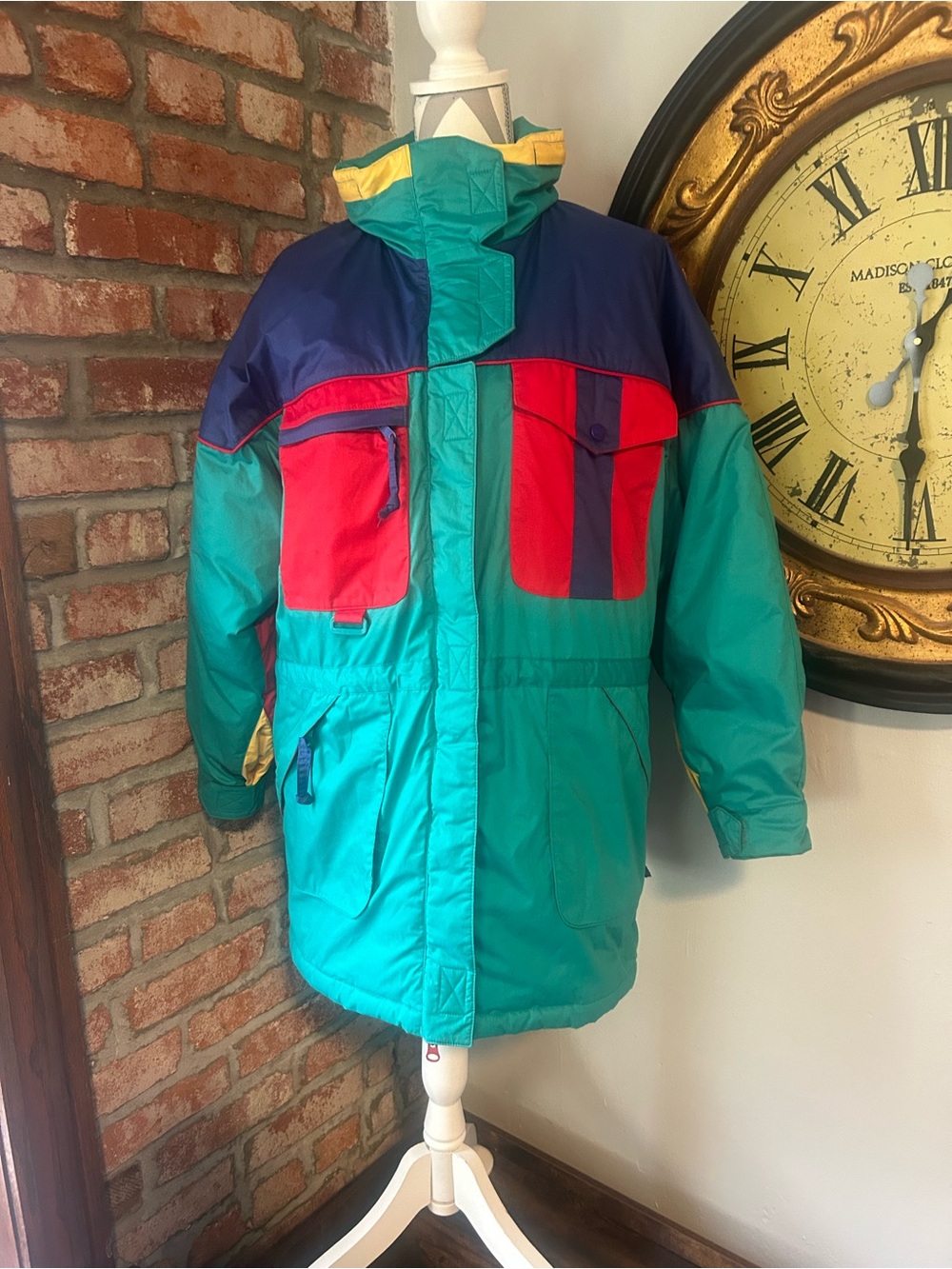 Eddie Bauer • Vintage Color-Block Outdoor Puffer Coat | Collapsible Hood